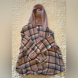 American Eagle Outfitters Pink and Black Plaid Shirt